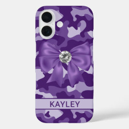 Glitterige Paarse Camouflage Gepersonaliseerd iPhone 16 Hoesje