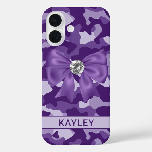Glitterige Paarse Camouflage Gepersonaliseerd Case-Mate iPhone Case (Achterkant)