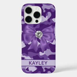 Glitterige Paarse Camouflage Gepersonaliseerd iPhone 16 Pro Hoesje