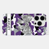 Glitterige paarse zwarte camouflage gepersonalisee Case-Mate iPhone case (Achterkant (horizontaal))