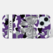 Glitterige Paarse Zwarte Camouflage Persoonlijk Case-Mate iPhone Case (Achterkant (horizontaal))