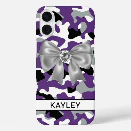 Glitterige Paarse Zwarte Camouflage Persoonlijk Case-Mate iPhone Case (Achterkant)