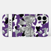 Glitterige Paarse Zwarte Camouflage Persoonlijk Case-Mate iPhone Case (Achterkant (horizontaal))