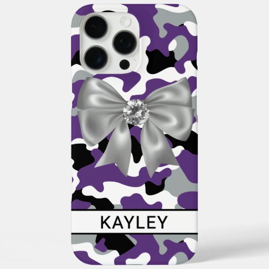 Glitterige Paarse Zwarte Camouflage Persoonlijk Case-Mate iPhone Case (Achterkant)