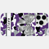 Glitterige Paarse Zwarte Camouflage Persoonlijk Case-Mate iPhone Case (Achterkant (horizontaal))
