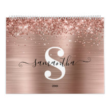 Glitterige Rose Gouden Folie Handtekening Monogram