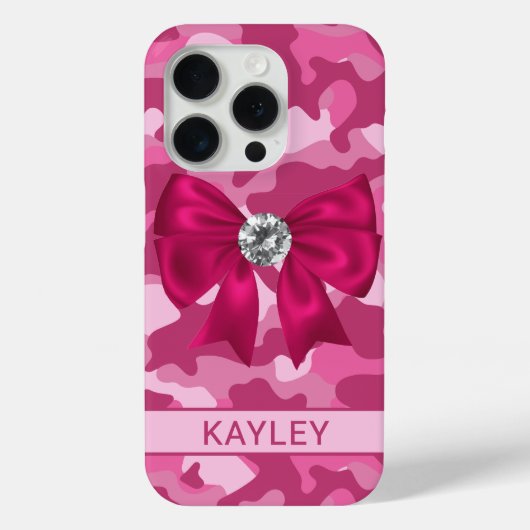 Glitterige Roze Camouflage Gepersonaliseerd Case-Mate iPhone Case (Achterkant)