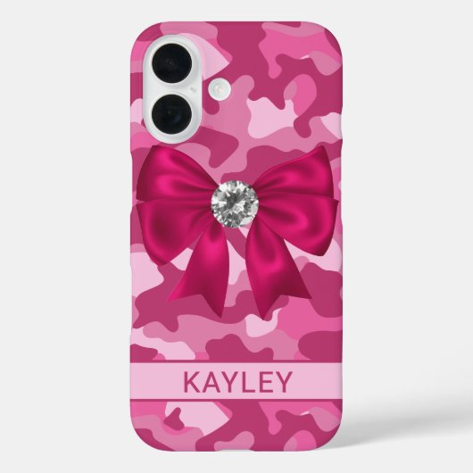Glitterige Roze Camouflage Gepersonaliseerd Case-Mate iPhone Case (Achterkant)