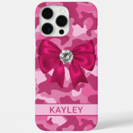Glitterige Roze Camouflage Persoonlijk  iPhone 16 Pro Max Hoesje