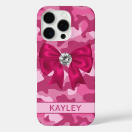 Glitterige Roze Camouflage Persoonlijk  iPhone 16 Pro Hoesje