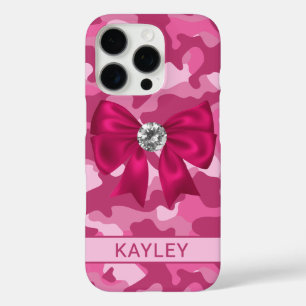 Glitterige Roze Camouflage Persoonlijk  iPhone 16 Pro Hoesje