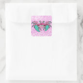 Glitterige roze en Blauwgroen krab Sticker (Tas)