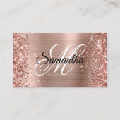 Glitterige Roze Gouden Folie Monogram QR Code Visitekaartje (Voorkant)