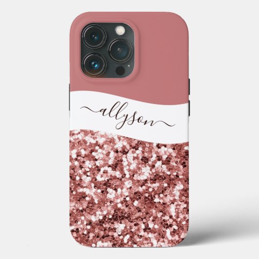 Glitterige roze gouden gepersonaliseerde Case-Mate iPhone Case (Achterkant)
