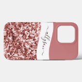 Glitterige roze gouden gepersonaliseerde Case-Mate iPhone Case (Achterkant (horizontaal))