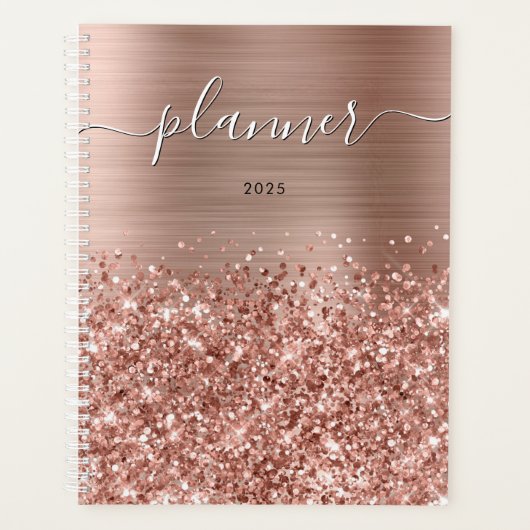 Glitterige Roze Gouden Glam 2025 Planner (Voorkant)