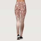 Glitterige Roze Gouden Glam Borstel Script Naam Leggings (Achterkant)