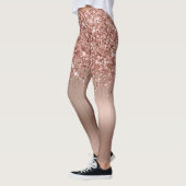 Glitterige Roze Gouden Glam Borstel Script Naam Leggings (Links)