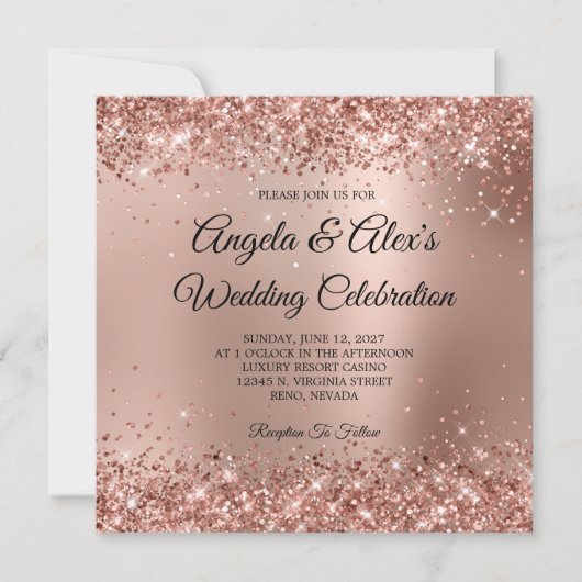 Glitterige Roze Gouden Glam Gradiënt Kaart (Voorkant)
