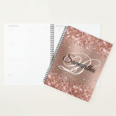 Glitterige Roze Gouden Glam Gradiënt Monogram Planner (Display)