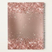 Glitterige Roze Gouden Glam Gradiënt Monogram Planner (Achterkant)