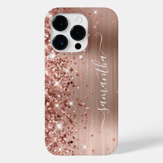 Glitterige Roze Gouden Glam Moderne Meisjesachtige Case-Mate iPhone Case (Achterkant)