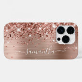 Glitterige Roze Gouden Glam Moderne Meisjesachtige Case-Mate iPhone Case (Achterkant (horizontaal))