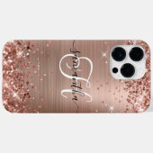 Glitterige Roze Gouden Glam Monogram Case-Mate iPhone Case (Achterkant (horizontaal))