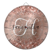Glitterige Roze Gouden Glam Monogram Dartbord (Voorkant)