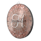 Glitterige Roze Gouden Glam Monogram Dartbord (Voorkant Rechts)