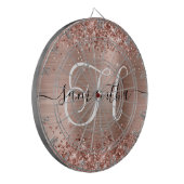 Glitterige Roze Gouden Glam Monogram Dartbord (Voorkant Links)