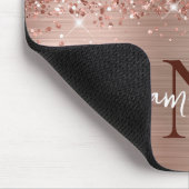 Glitterige Roze Gouden Glam Monogram Muismat (Hoek)