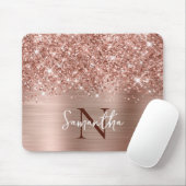 Glitterige Roze Gouden Glam Monogram Muismat (Met muis)