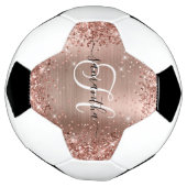Glitterige Roze Gouden Glam Monogram Voetbal (Gedraaid)