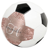 Glitterige Roze Gouden Glam Monogram Voetbal (Drie kwart)