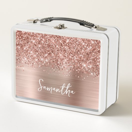 Glitterige Roze Gouden Glam Naam (Voorkant)