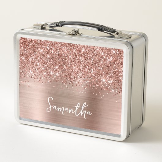 Glitterige Roze Gouden Glam Naam (Voorkant)