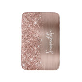 Glitterige Roze Gouden Glam Naam Badmat (Voorkant Verticaal)