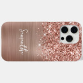 Glitterige Roze Gouden Glam Naam Case-Mate iPhone Case (Achterkant (horizontaal))