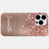 Glitterige Roze Gouden Glam Naam Case-Mate iPhone Case (Achterkant (horizontaal))