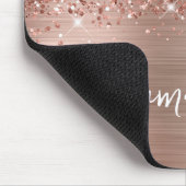 Glitterige Roze Gouden Glam Naam Muismat (Hoek)