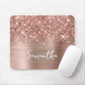 Glitterige Roze Gouden Glam Naam Muismat (Met muis)