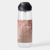 Glitterige Roze Gouden Glam Naam Waterfles (Achterkant)