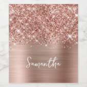 Glitterige Roze Gouden Glam Script Naam Wijn Etiket (Enkel label)