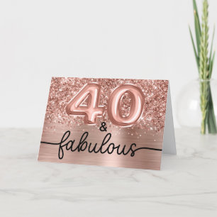Glitterige Roze Gouden Glamour 40 en Fabulous Kaart