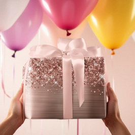 Glitterige Roze Gouden Glamour Inpakpapier Vel