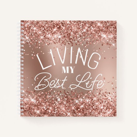 Glitterige Roze Gouden Gradiënt Leef Mijn Beste Le Notitieboek (Voorkant)