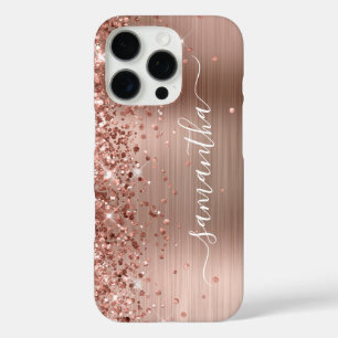 Glitterige Roze Gouden Metallic Meisjesachtige Han iPhone 16 Pro Hoesje