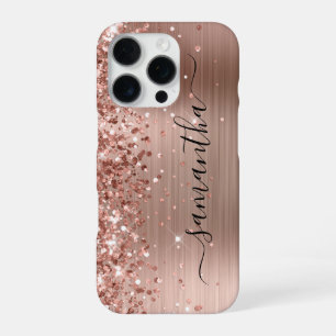 Glitterige Roze Gouden Metallic Meisjesachtige Han iPhone 16 Pro Hoesje