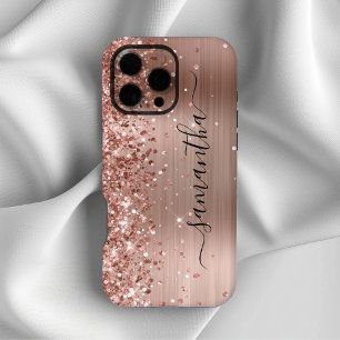 Glitterige Roze Gouden Metallic Meisjesachtige Han iPhone 16 Pro Max Hoesje